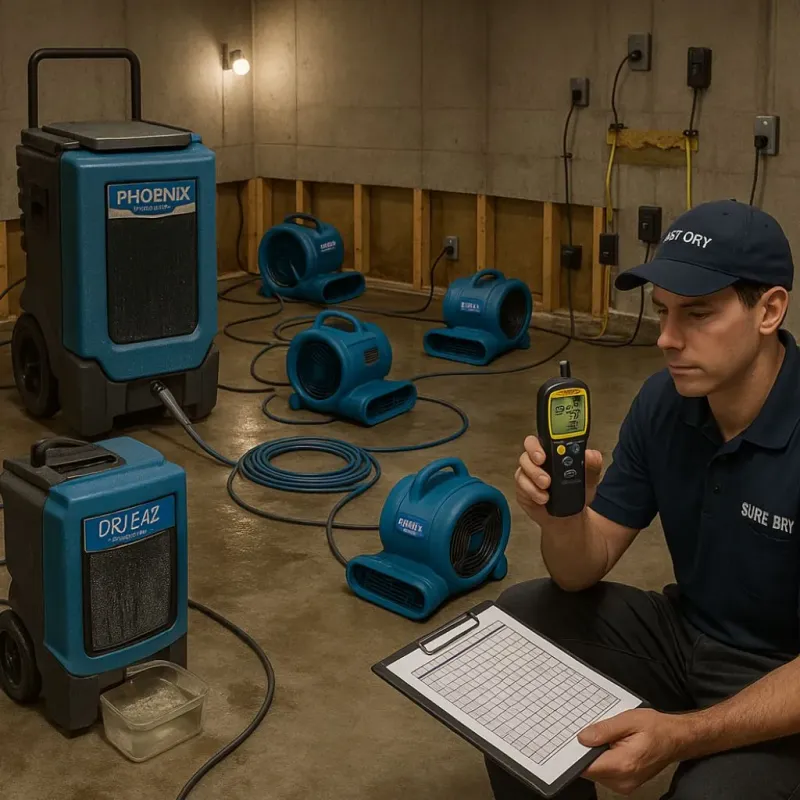 Structural Drying and Dehumidification process in George West, TX